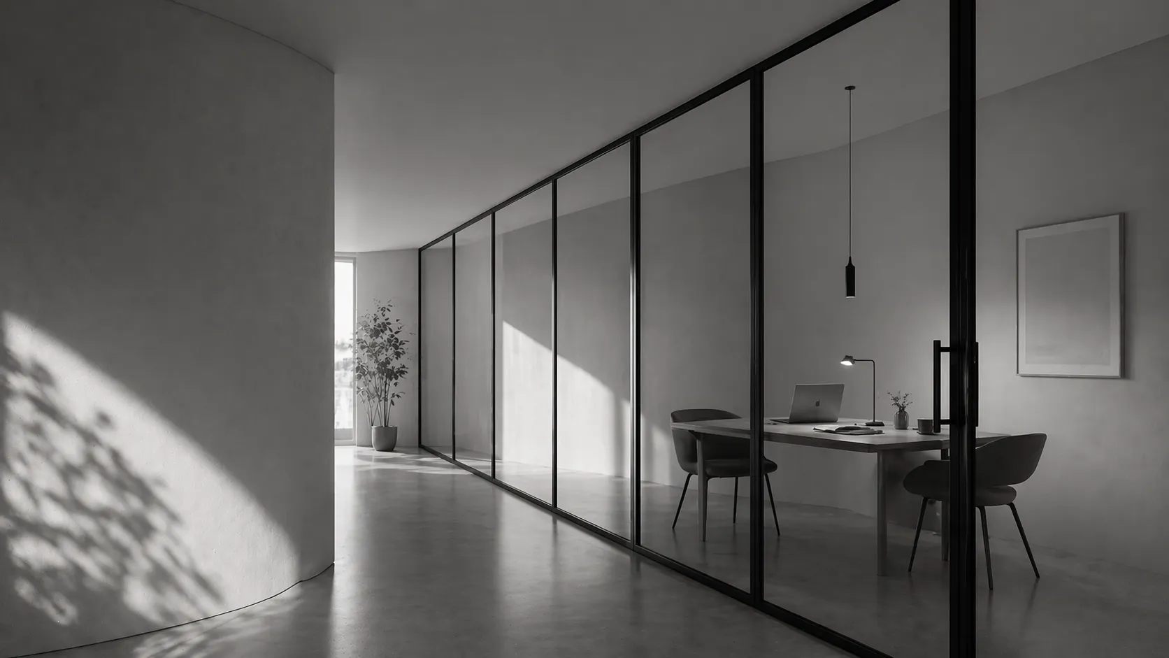 Espacio de trabajo sobrio en blanco y negro